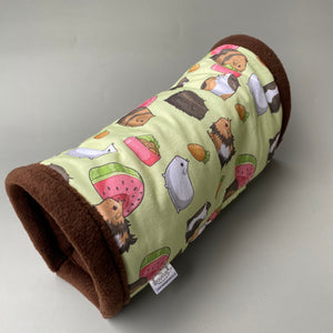 Guinea pigs mini set. Regular size tunnel, snuggle sack and toys. Fleece bedding. Guinea pig fleece tunnel and sleeping pouch.