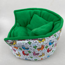 Load image into Gallery viewer, LARGE Drama Llama cuddle cup. Pet sofa. Guinea pig bed. Pet beds. Fleece sofa bed.