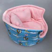 Load image into Gallery viewer, LARGE floating fox cuddle cup. Pet sofa. Guinea pig bed. Pet beds. Fleece sofa bed.