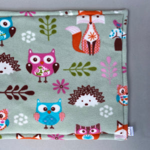 Custom size sage Forest Animals fleece cage liners made to measure - sage green