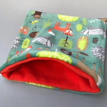 Load image into Gallery viewer, LARGE cuddle soft woodland animals snuggle sack. Small animal sleeping bag.