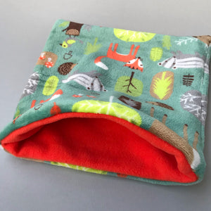 LARGE cuddle soft woodland animals snuggle sack. Small animal sleeping bag.