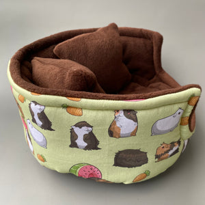 LARGE Guinea Pig cudde cup. Pet sofa. Guinea pig bed. Pet beds. Fleece bed.