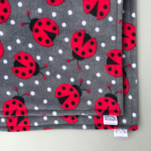 Custom size ladybird fleece cage liners made to measure - Grey with ladybird fleece