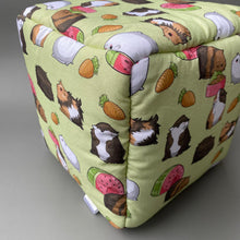 Load image into Gallery viewer, Guinea pig cosy cube house. Guinea pig cube house. Padded fleece lined house.