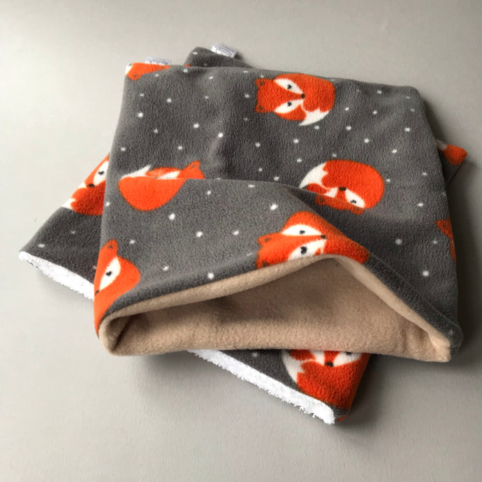 LARGE Foxy bath sack set. Fleece post bath drying pouch for small animals.