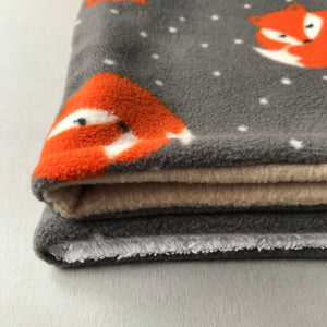 Foxy bath sack set. Fleece post bath drying pouch for small animals.