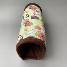 Load image into Gallery viewer, Guinea pigs stay open tunnel. Padded fleece tunnel. Padded tunnel for guinea pigs.