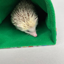 Load image into Gallery viewer, Drama Llamas snuggle sack. Small animal sleeping bag. Fleece lined.