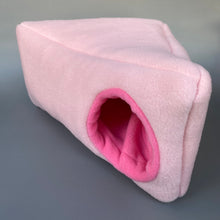 Load image into Gallery viewer, Fleece full cage set. Corner house, snuggle sack, tunnel cage set.