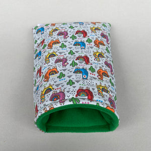 Drama Llama cosy snuggle cave. Padded stay open snuggle sack. Hedgehog bed. Fleece pet bedding.