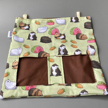 Load image into Gallery viewer, Guinea pigs hanging hay bag for guinea pigs. Cotton hay feeder.